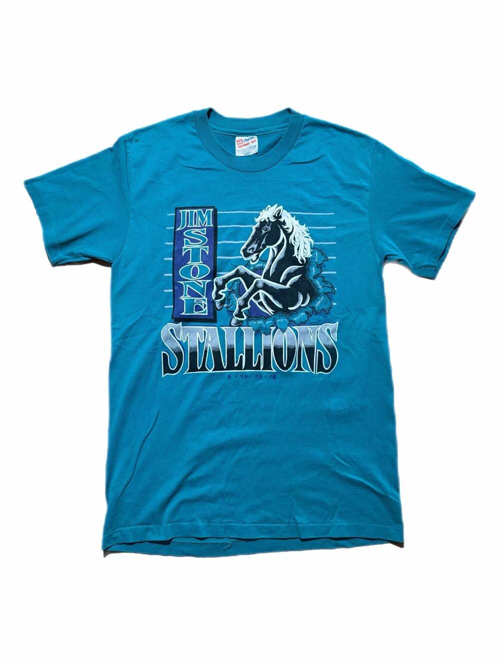 Vintage 1994 Jim Stone Stallions Graphic T-Shirt Single Stitch